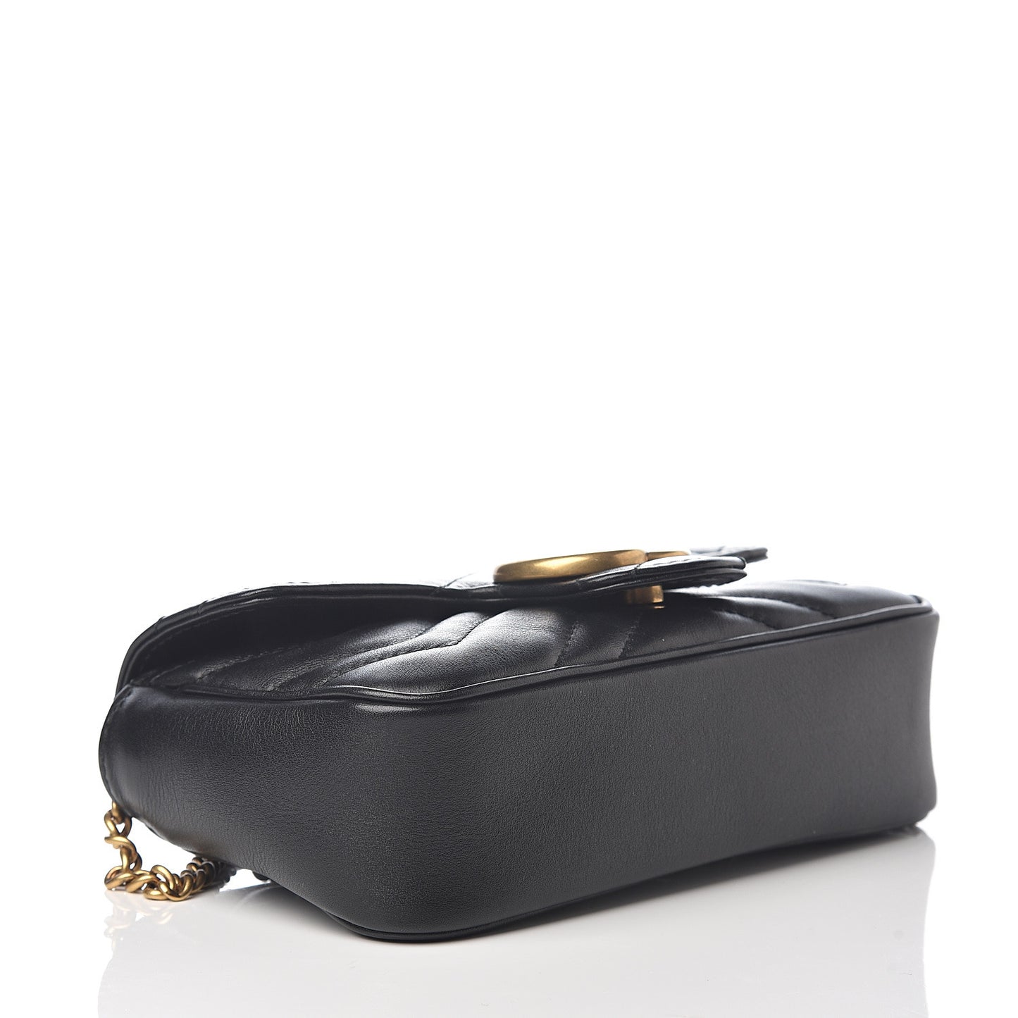 Calfskin Matelasse Super Mini GG Marmont Shoulder Bag Black