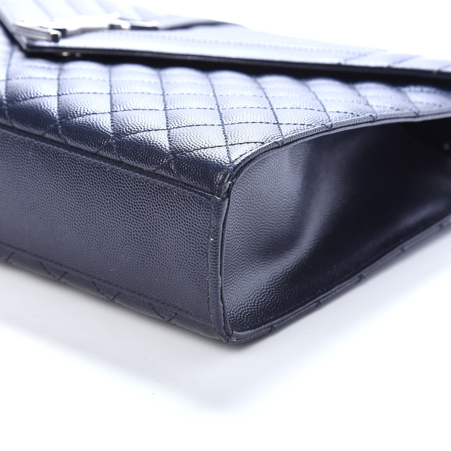 Saint Laurent Grain De Poudre Large Tri-Quilt Monogram Satchel Deep Marine 9 of 10