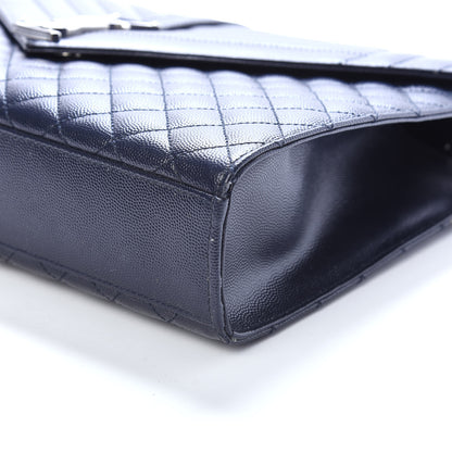 Saint Laurent Grain De Poudre Large Tri-Quilt Monogram Satchel Deep Marine 9 of 10