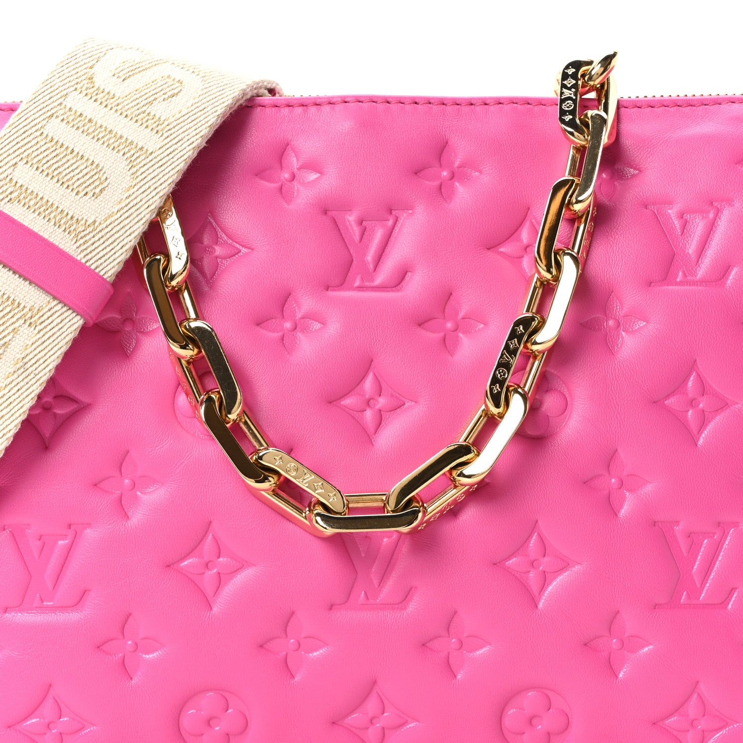 Louis Vuitton Lambskin Embossed Monogram Coussin PM Rose Miami 7 of 9