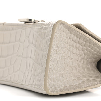 Balenciaga Shiny Calfskin Crocodile Embossed Small Hourglass Top Handle Bag Cold Beige 11 of 14