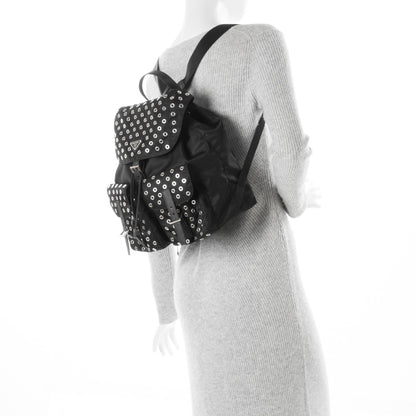 Prada Tessuto Nylon Grommet Backpack Black 2 of 6
