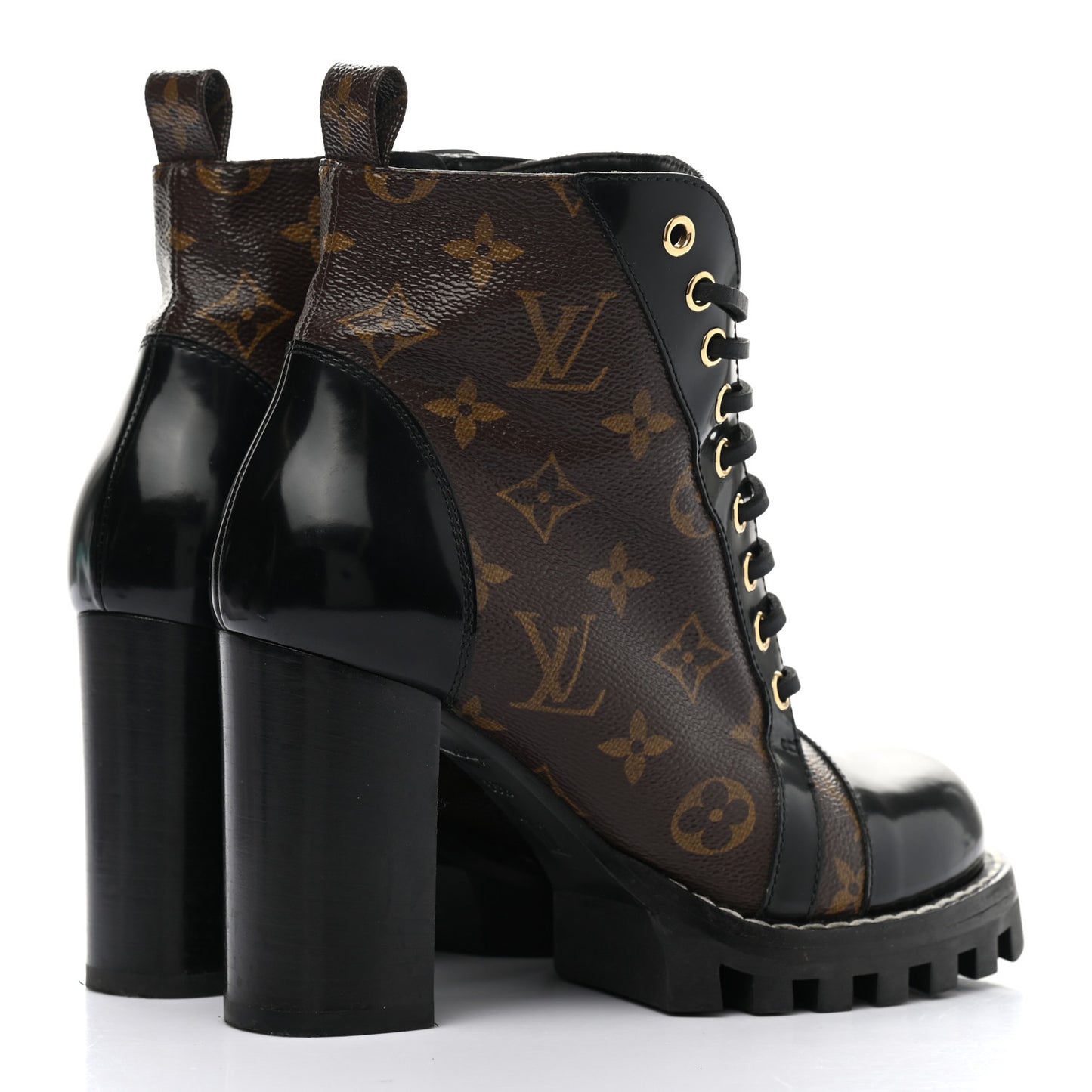Patent Calfskin Monogram Star Trail Ankle Boots 36.5 Black