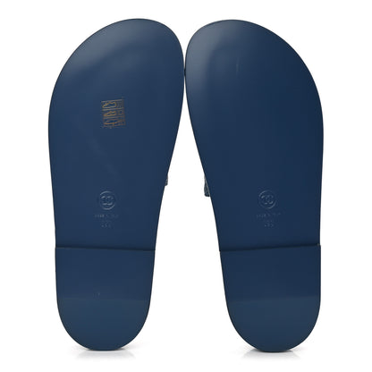 Chanel Denim CC Velcro Dad Chain CC Slide Sandals 39 Blue 6 of 10