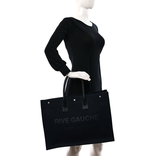 Linen Calfskin Rive Gauche Tote Navy