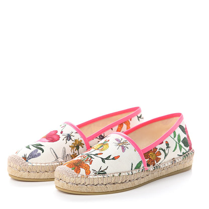 Gucci Canvas Flora Print Espadrilles 36 White Multicolor Fuxia 3 of 7