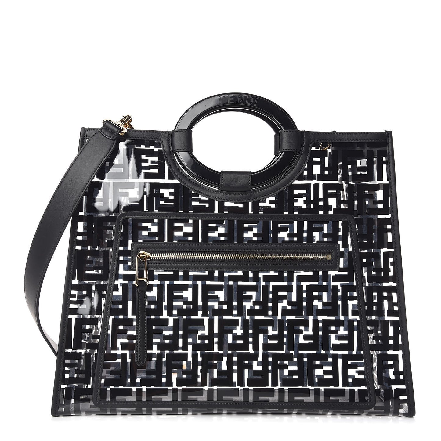 TPU FF Vitello Century Plexiglass Medium Runaway Shopper Tote Black