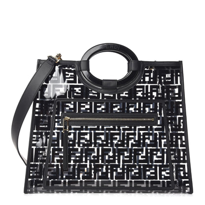 Fendi TPU FF Vitello Century Plexiglass Medium Runaway Shopper Tote Black 1 of 10