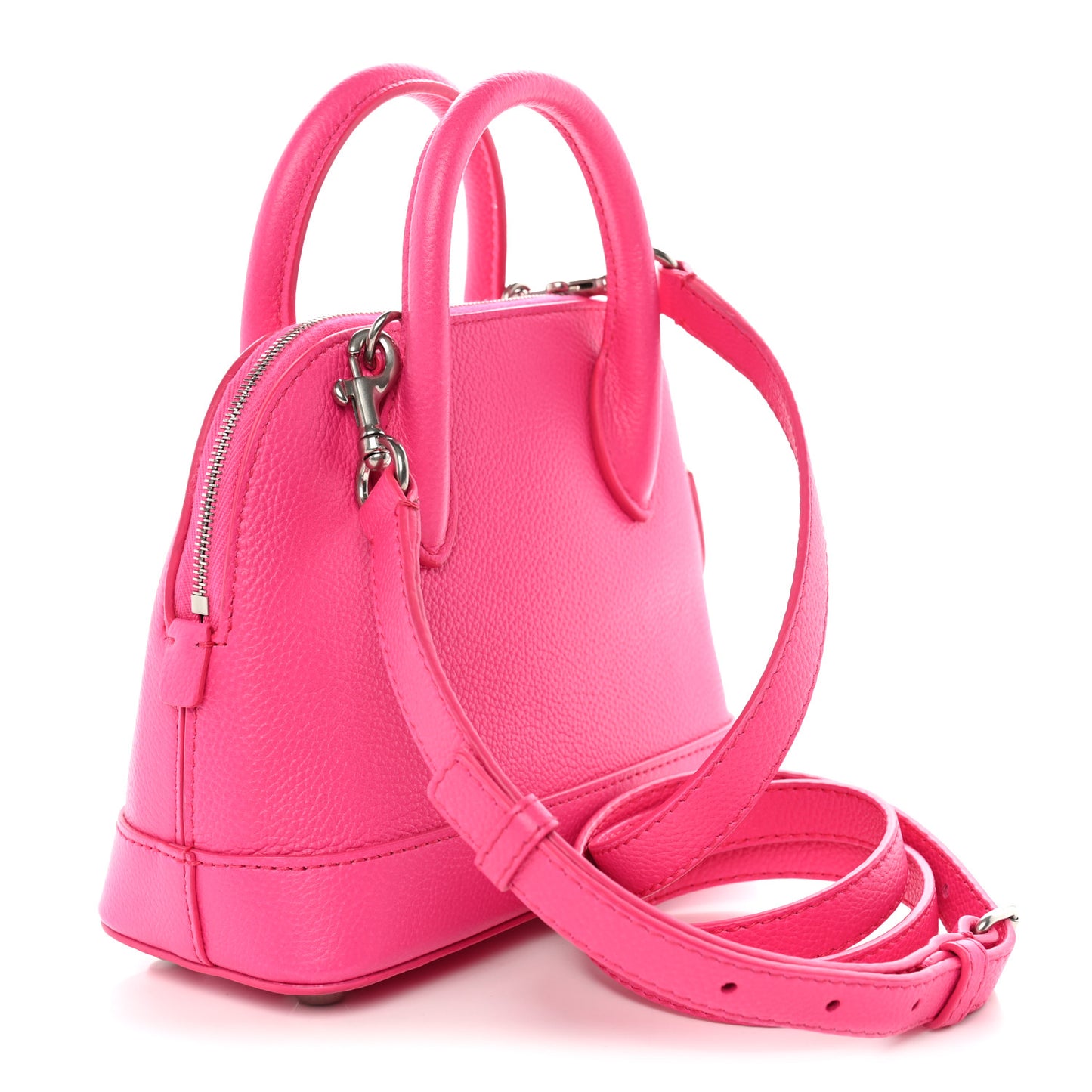 Signature Grained Calfskin Logo XXS Ville Top Handle Bag Fuchsia
