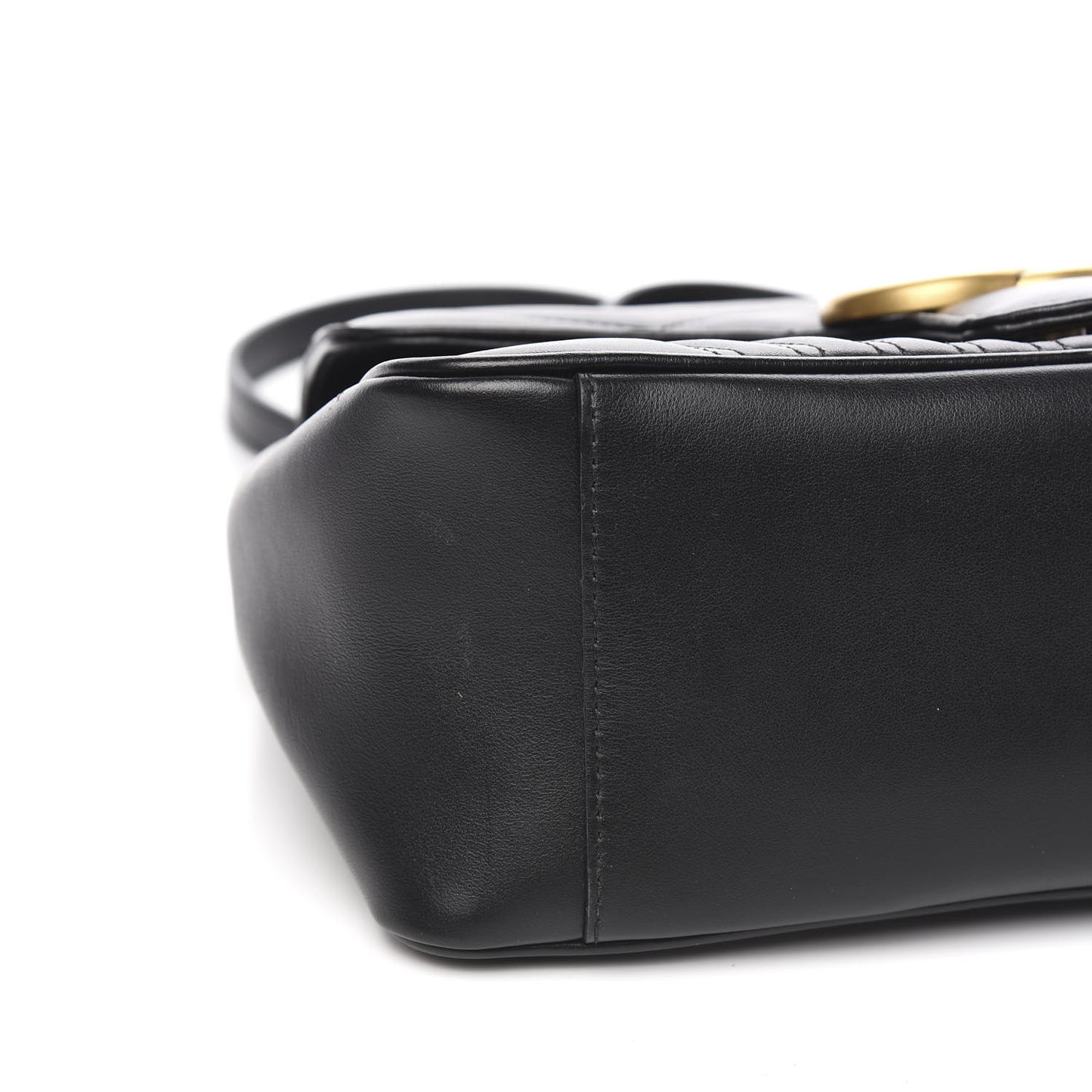Calfskin Matelasse Small GG Marmont Top Handle Shoulder Bag Black