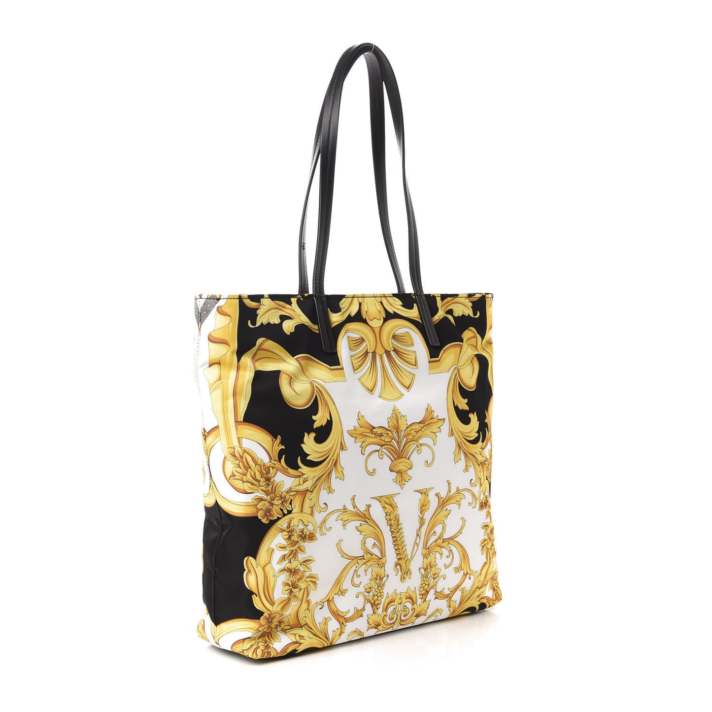 Nylon Baroque Print Tote Black