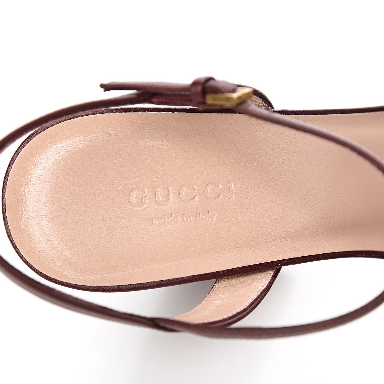 Gucci Lifford Calfskin GG Marmont Ankle Wrap 105mm Sandals 38.5 Vintage Bordeaux 7 of 8