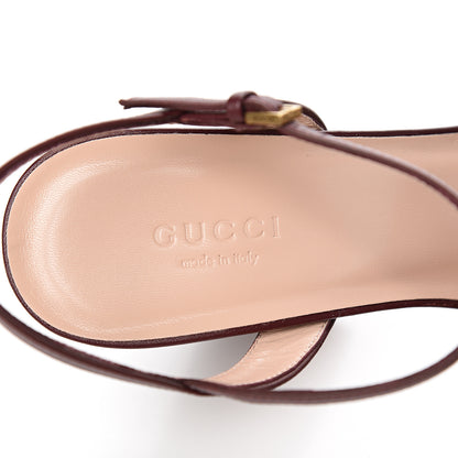 Gucci Lifford Calfskin GG Marmont Ankle Wrap 105mm Sandals 38.5 Vintage Bordeaux 7 of 8