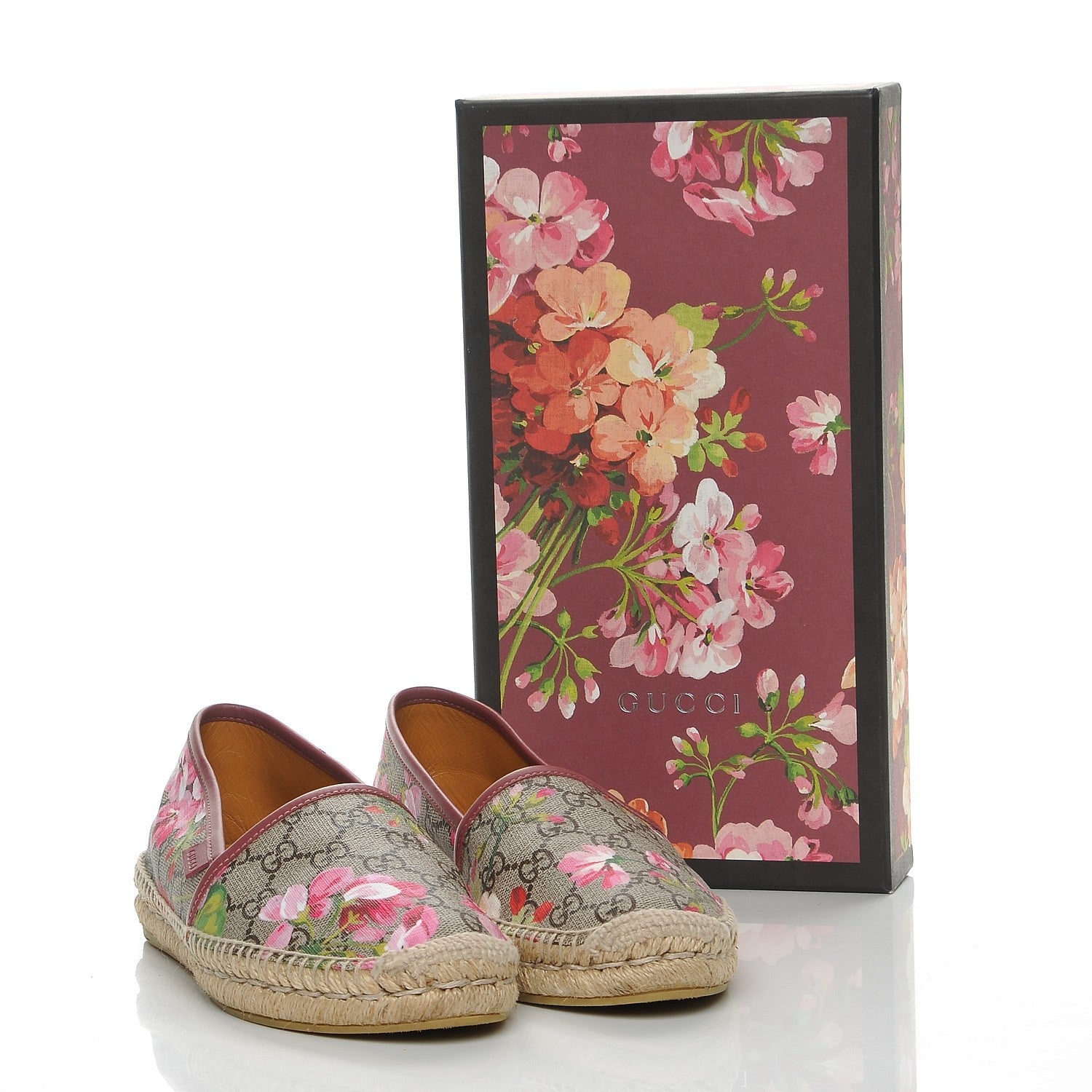 Gucci GG Supreme Monogram Blooms Espadrilles 39 Beige Multicolor Dry Rose 10 of 10