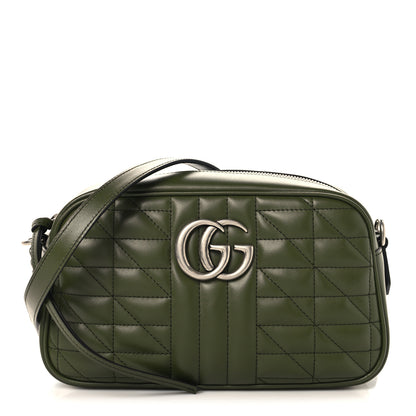 Gucci Calfskin Matelasse Aria Small GG Marmont Chain Shoulder Bag Military Wood 1 of 10
