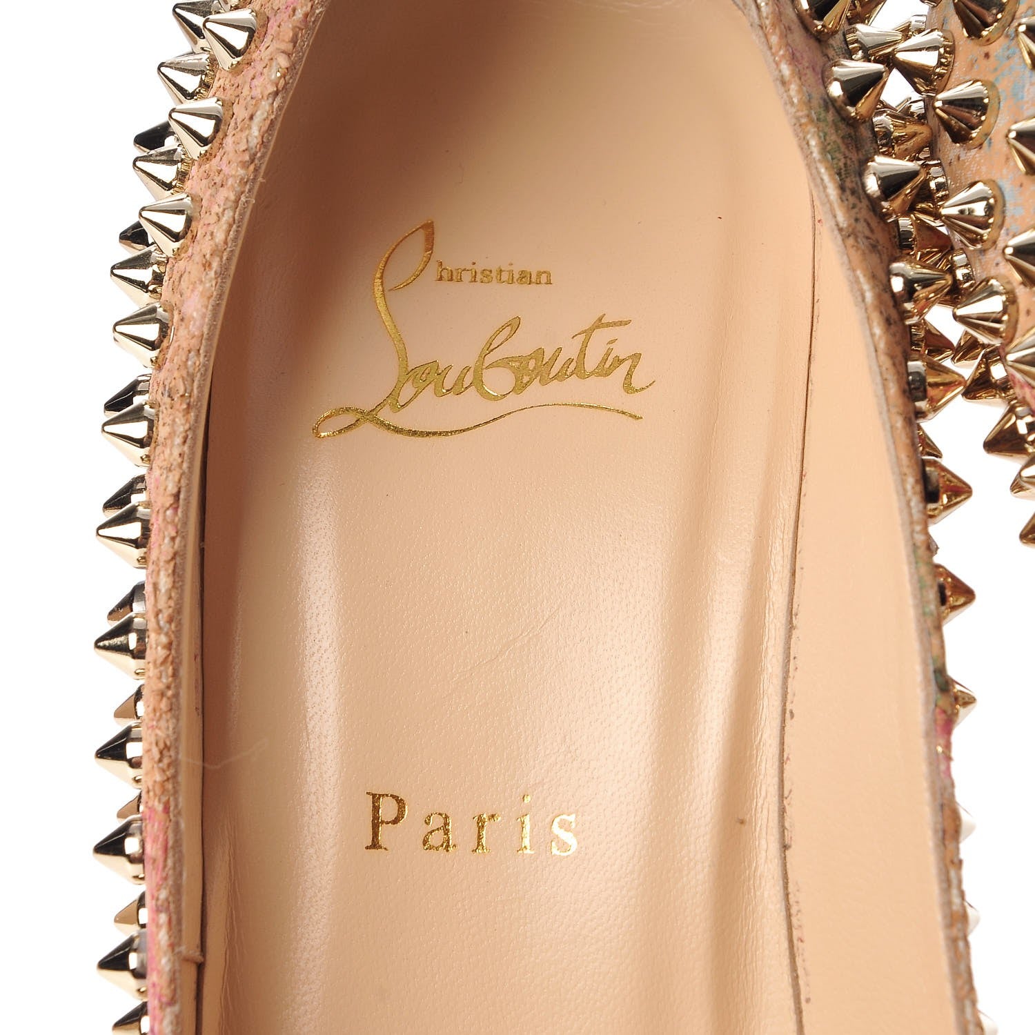 Christian Louboutin Cork Patent Bloom Print Lady Peep Spikes 150 Pumps 39.5 Multicolor 5 of 9