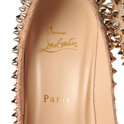 Christian Louboutin Cork Patent Bloom Print Lady Peep Spikes 150 Pumps 39.5 Multicolor 5 of 9