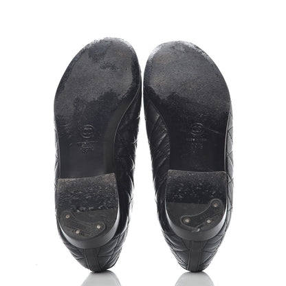 Chanel Aged Calfskin Quilted CC Cap Toe Ballerina Flats 39.5 Black 7 of 14