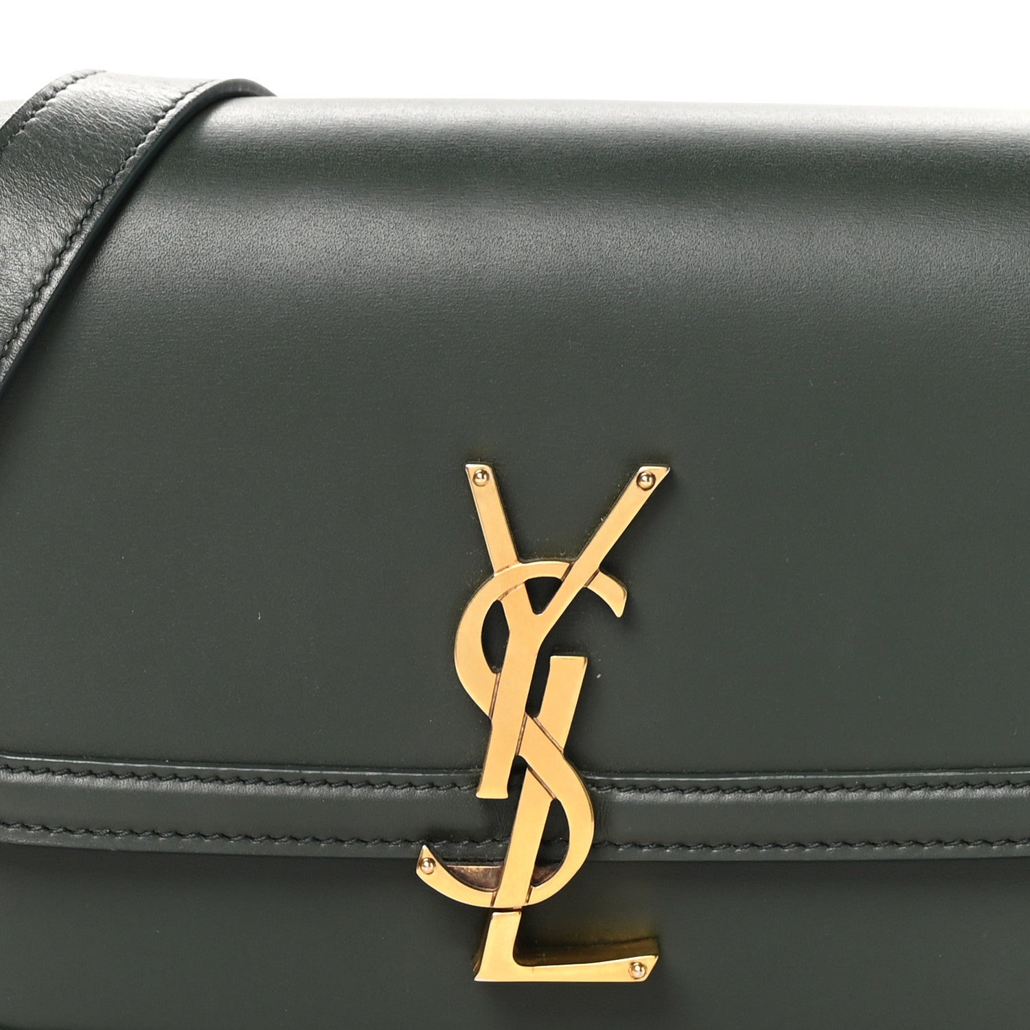 Saint Laurent Smooth Calfskin Small Solferino Satchel Green 9 of 11