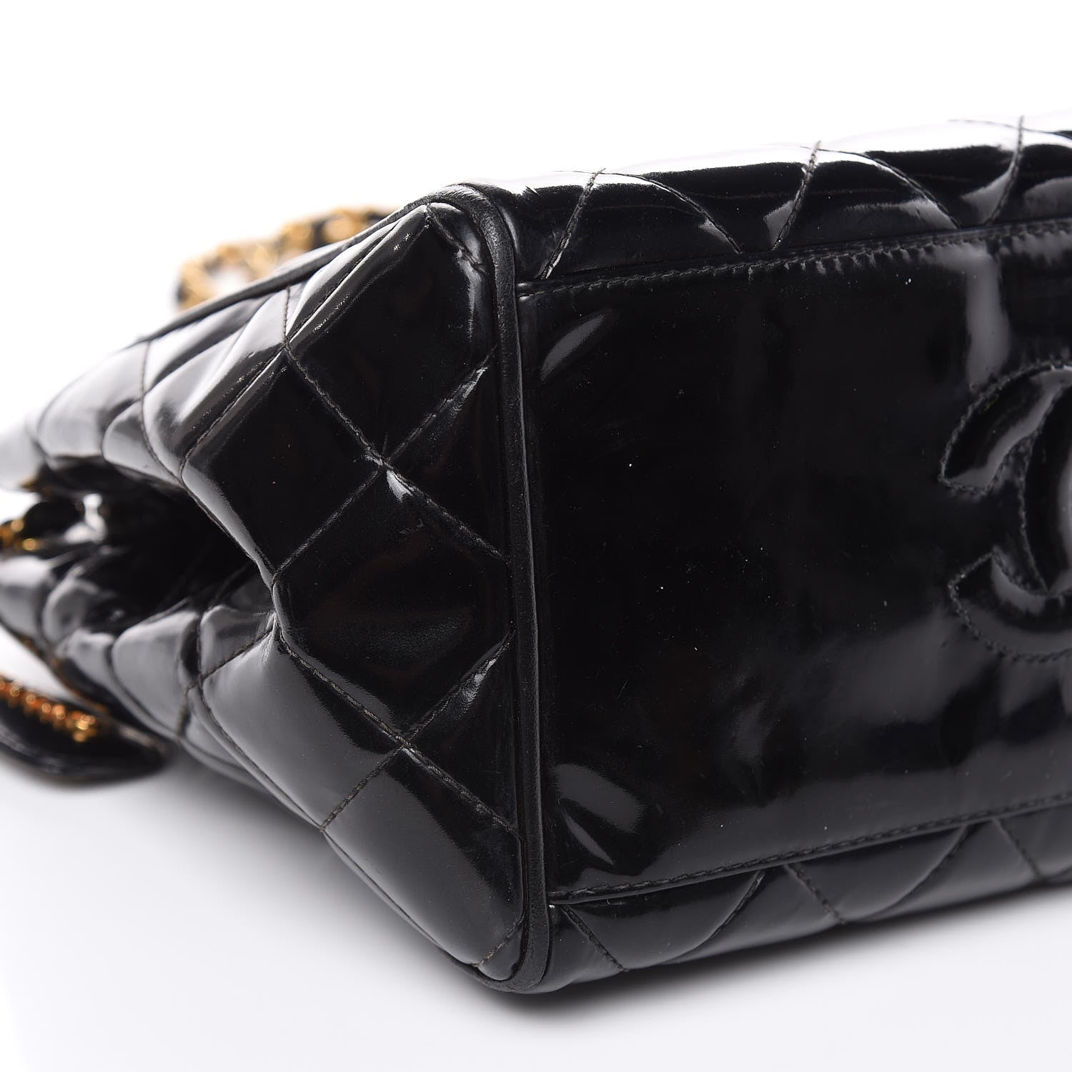 Chanel Patent Quilted CC Shoulder Bag Black 9 of 14