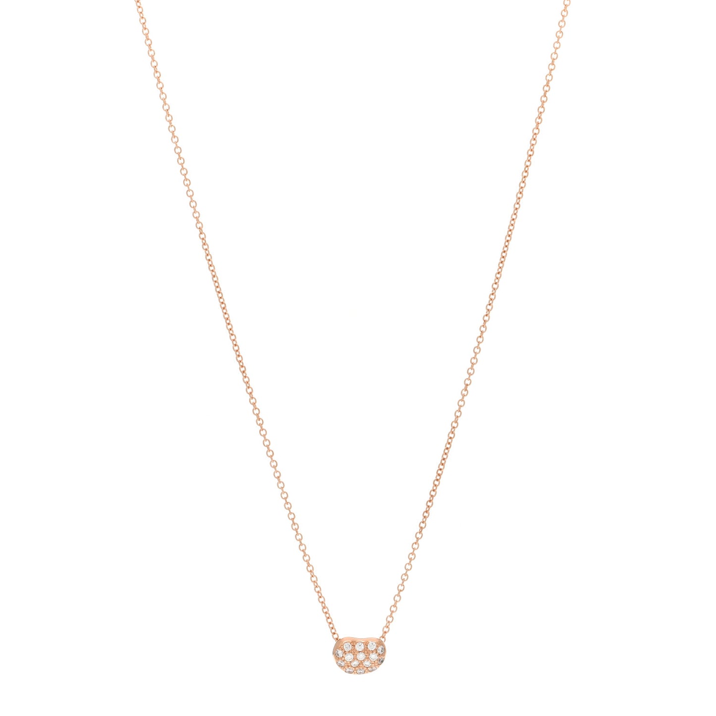 18K Rose Gold Diamond Mini Elsa Peretti Bean Pendant Necklace