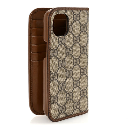 Gucci Supreme Monogram Azalea Calfskin Retro Interlocking G Phone 15 Case Wallet Beige Ebony Brown Sugar 3 of 7
