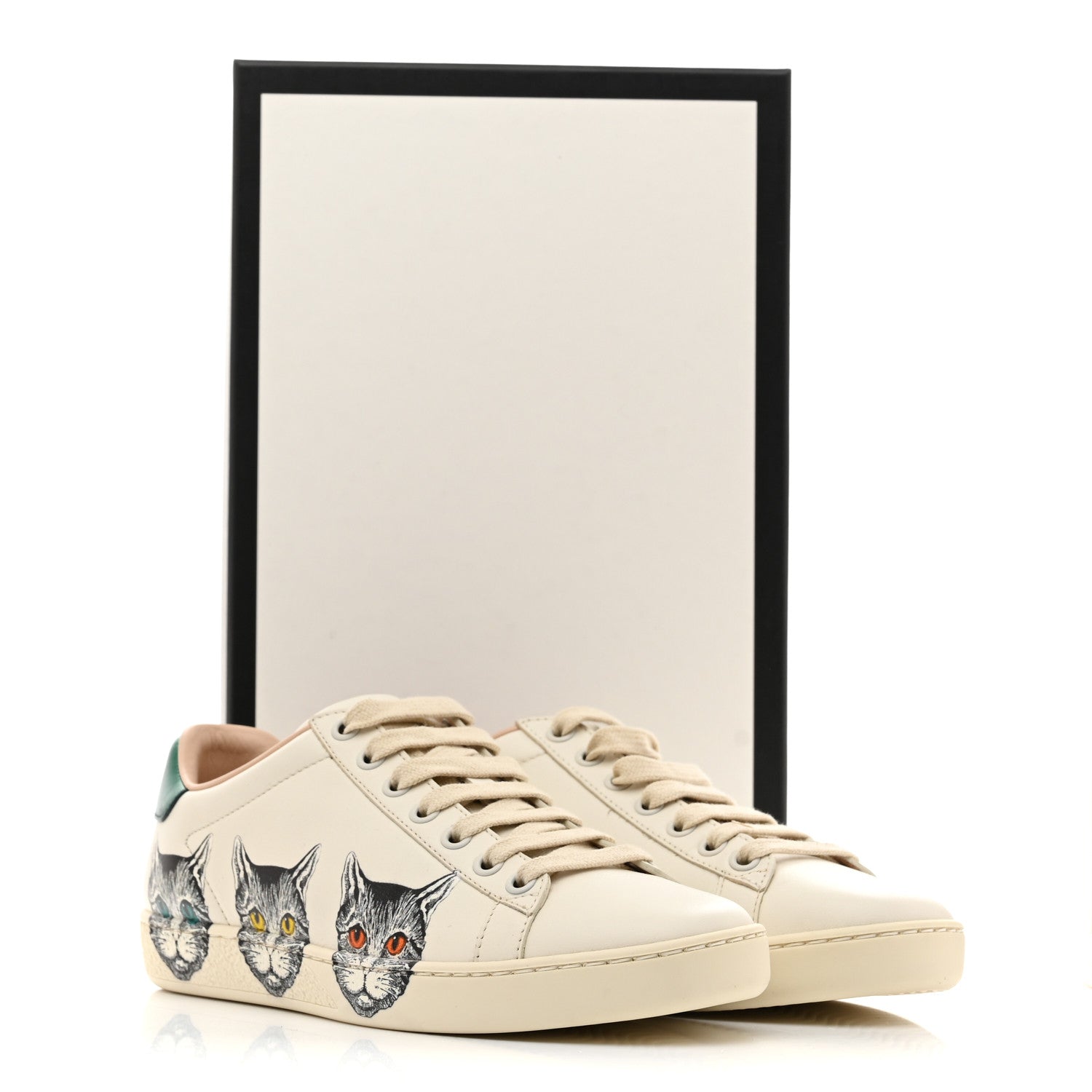 Gucci Calfskin Mystic Cat Print Womens Ace Sneakers 35.5 White 10 of 10