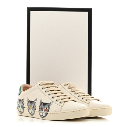 Gucci Calfskin Mystic Cat Print Womens Ace Sneakers 35.5 White 10 of 10
