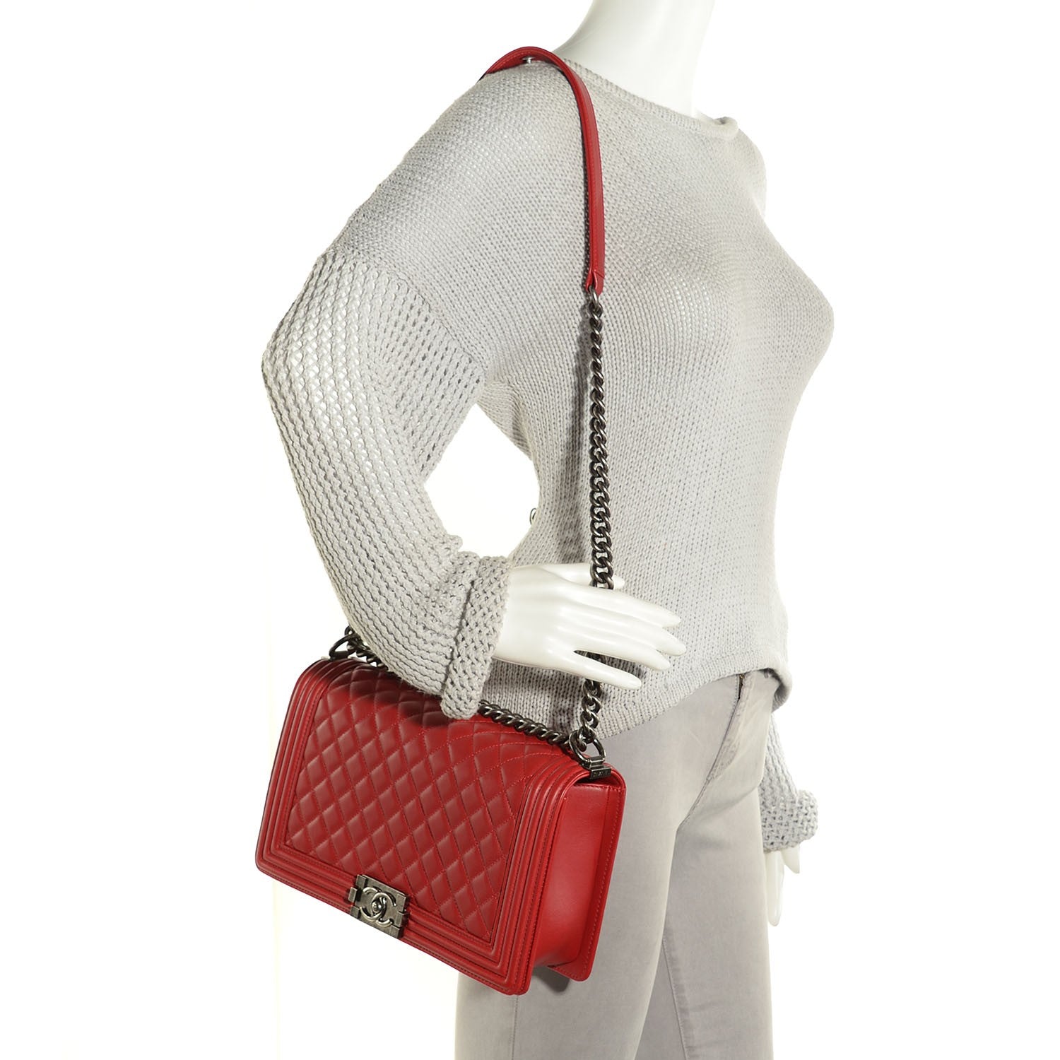 Chanel Lambskin Quilted New Medium Boy Flap Red 2 of 9