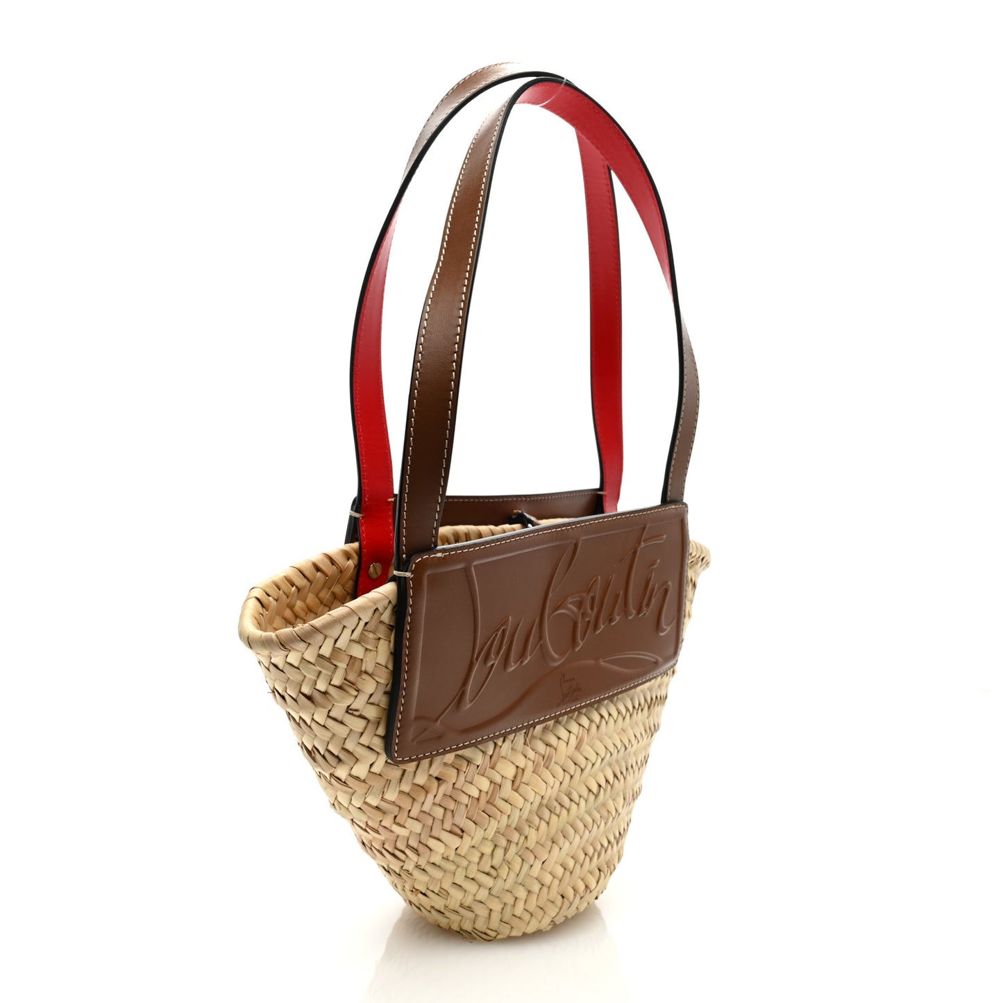 Woven Straw Small Loubishore Tote Beige