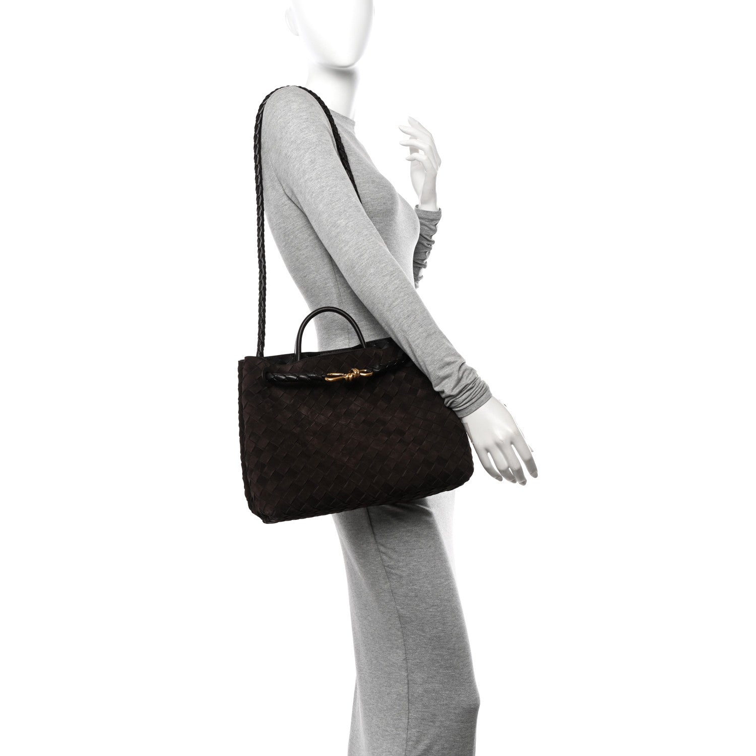 Bottega Veneta Suede Intrecciato Medium Andiamo Shoulder Bag Fondant 2 of 9