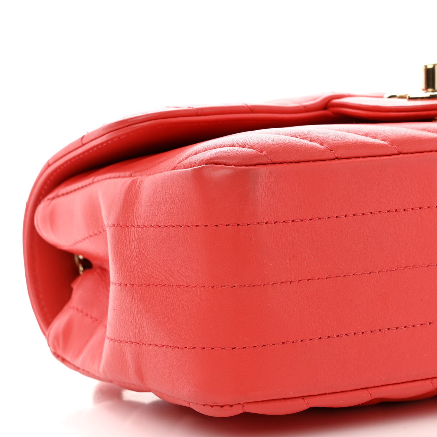 Lambskin Chevron Quilted Mini Rectangular Flap Red