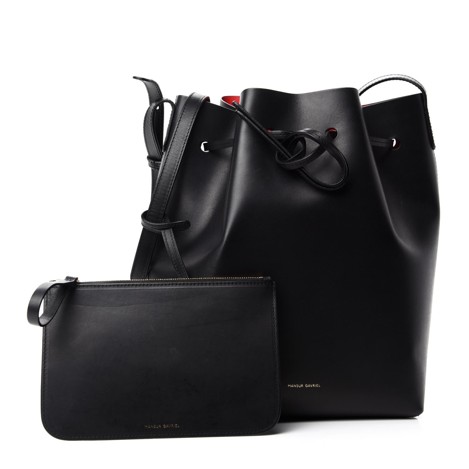 Mansur Gavriel Vegetable Tanned Calfskin Bucket Bag Black Flamma 1 of 11