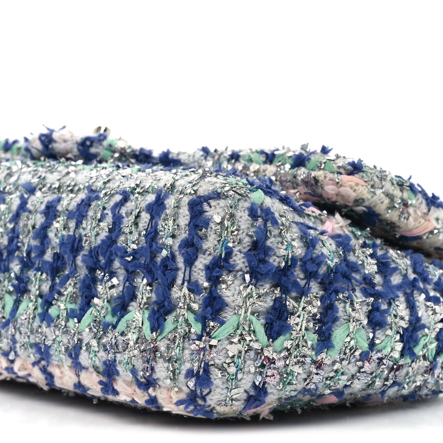 Chanel Glittered Tweed Quilted Medium Flap Blue Multicolor 10 of 11