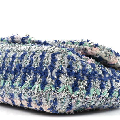 Chanel Glittered Tweed Quilted Medium Flap Blue Multicolor 10 of 11