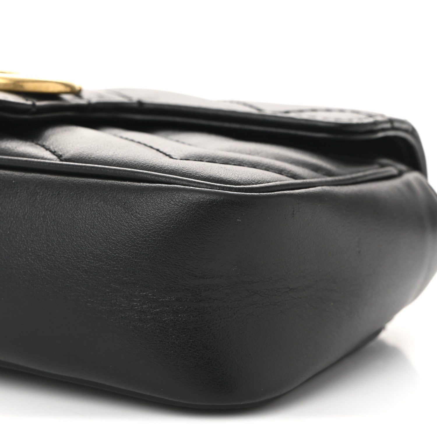 Gucci Calfskin Matelasse Super Mini GG Marmont Shoulder Bag Black 10 of 11
