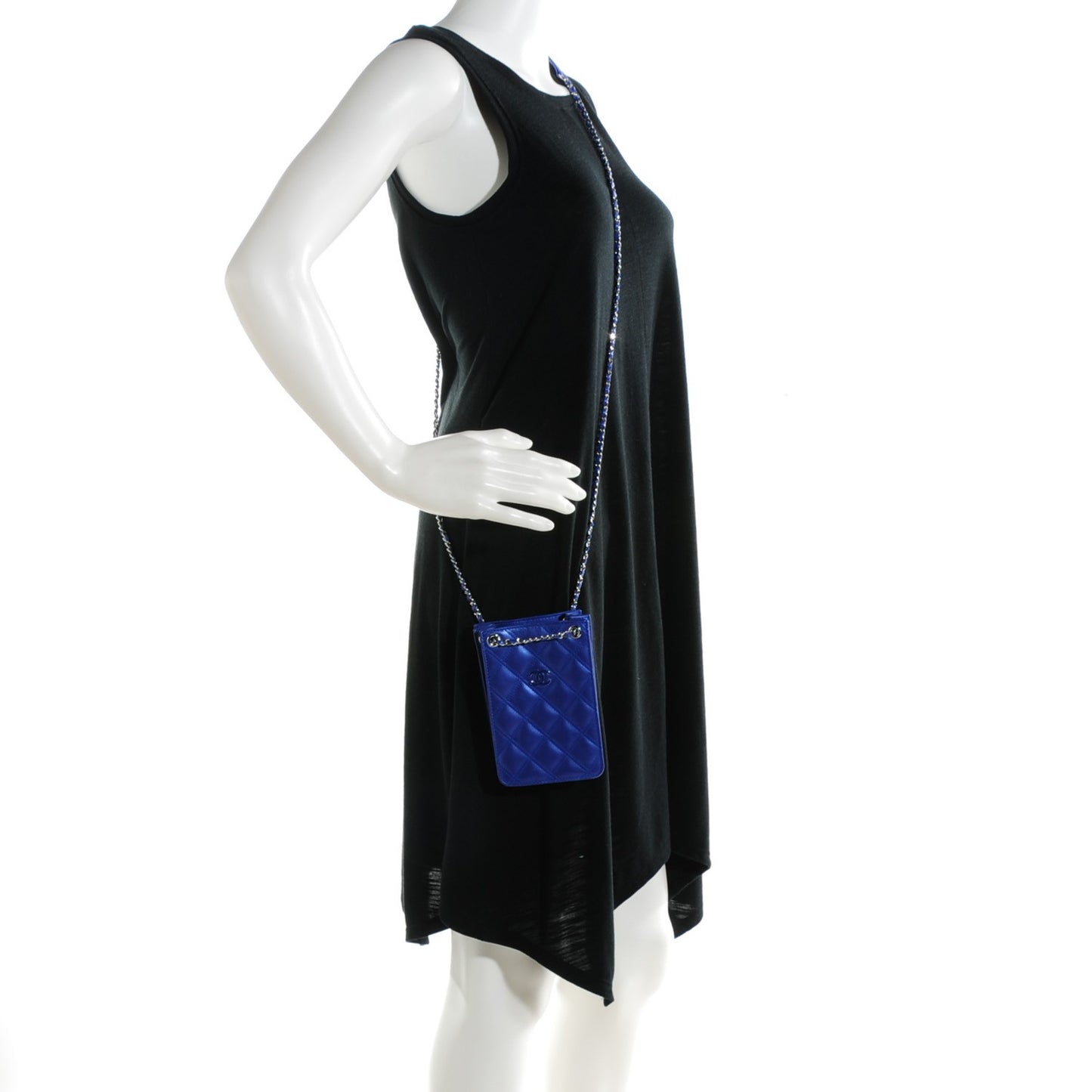 Calfskin Quilted Crossbody CC Phone Holder Blue