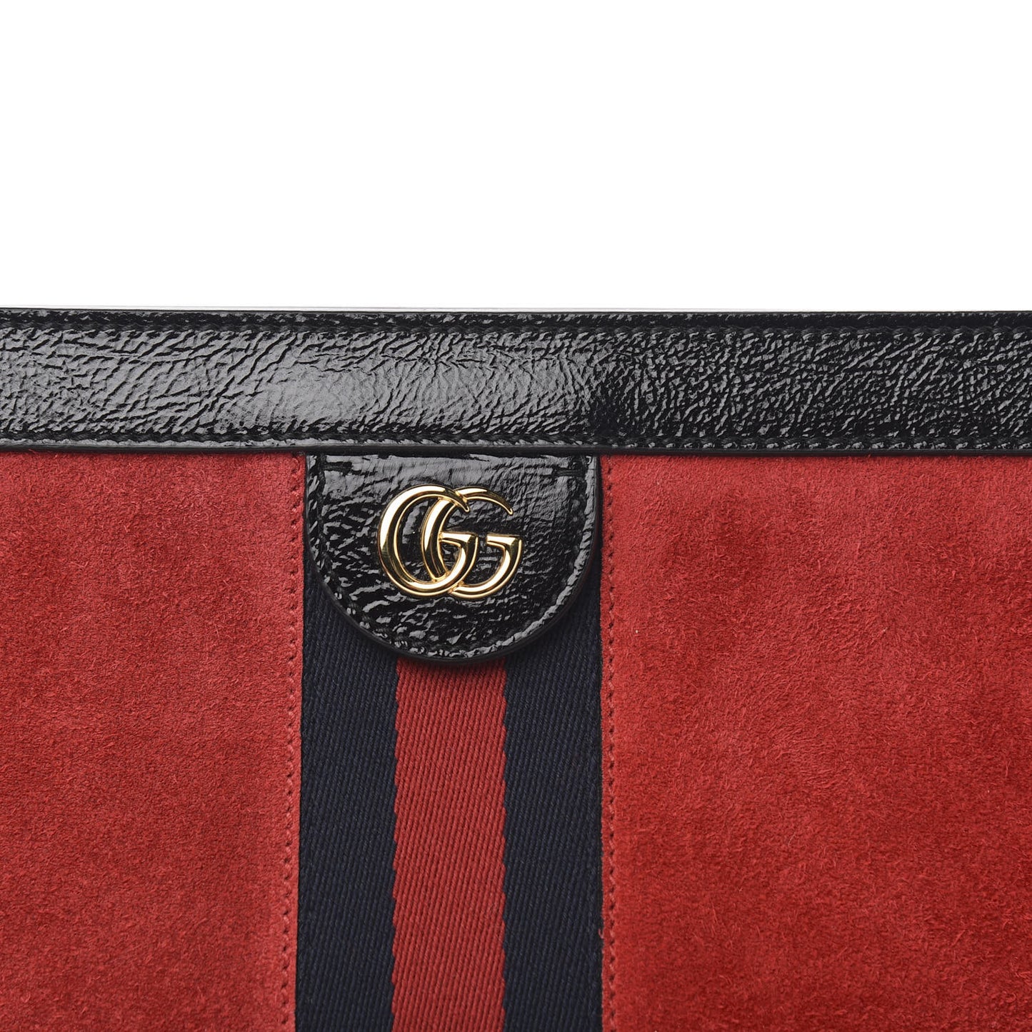 Suede Patent Web Medium Ophidia Chain Shoulder Bag Hibiscus Red Black