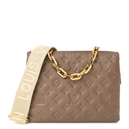 Louis Vuitton Lambskin Embossed Monogram Coussin PM Taupe 1 of 11