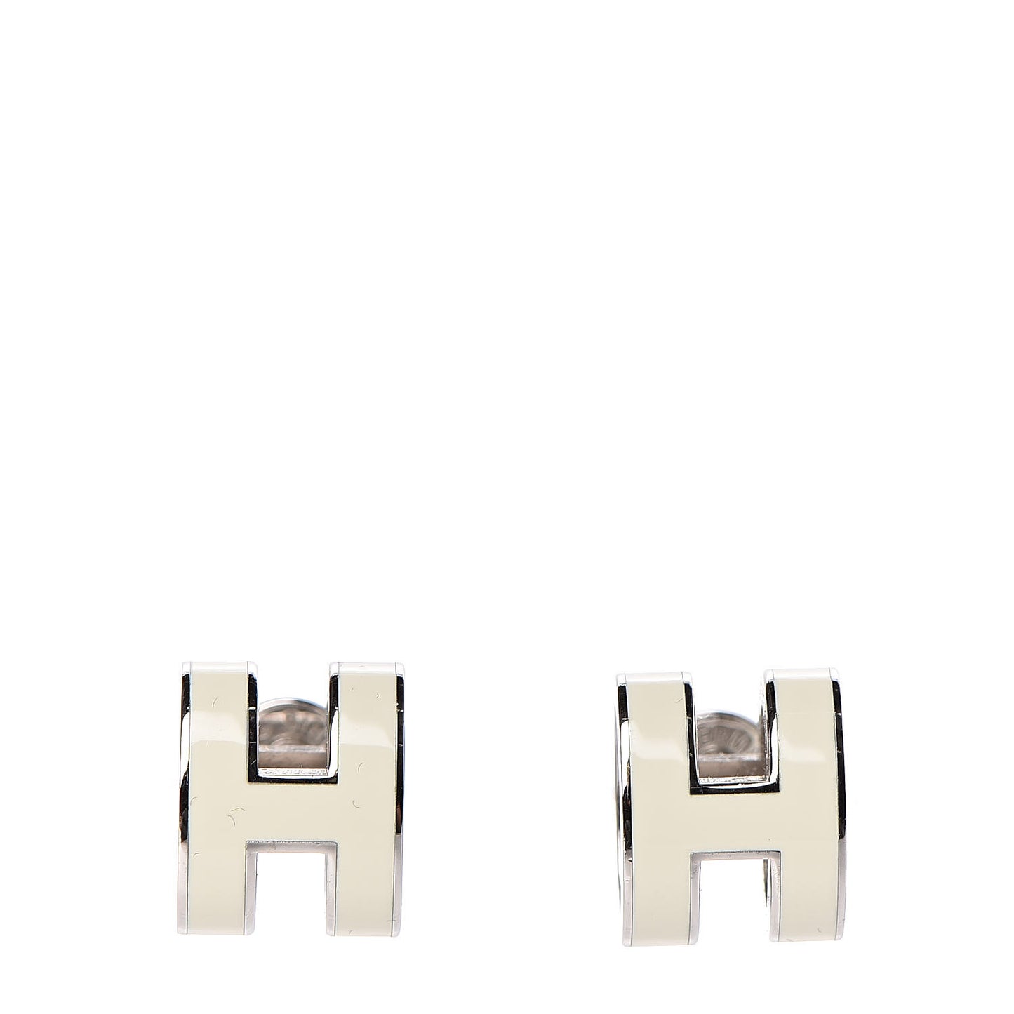 Palladium Lacquered Pop H Earrings Ecru