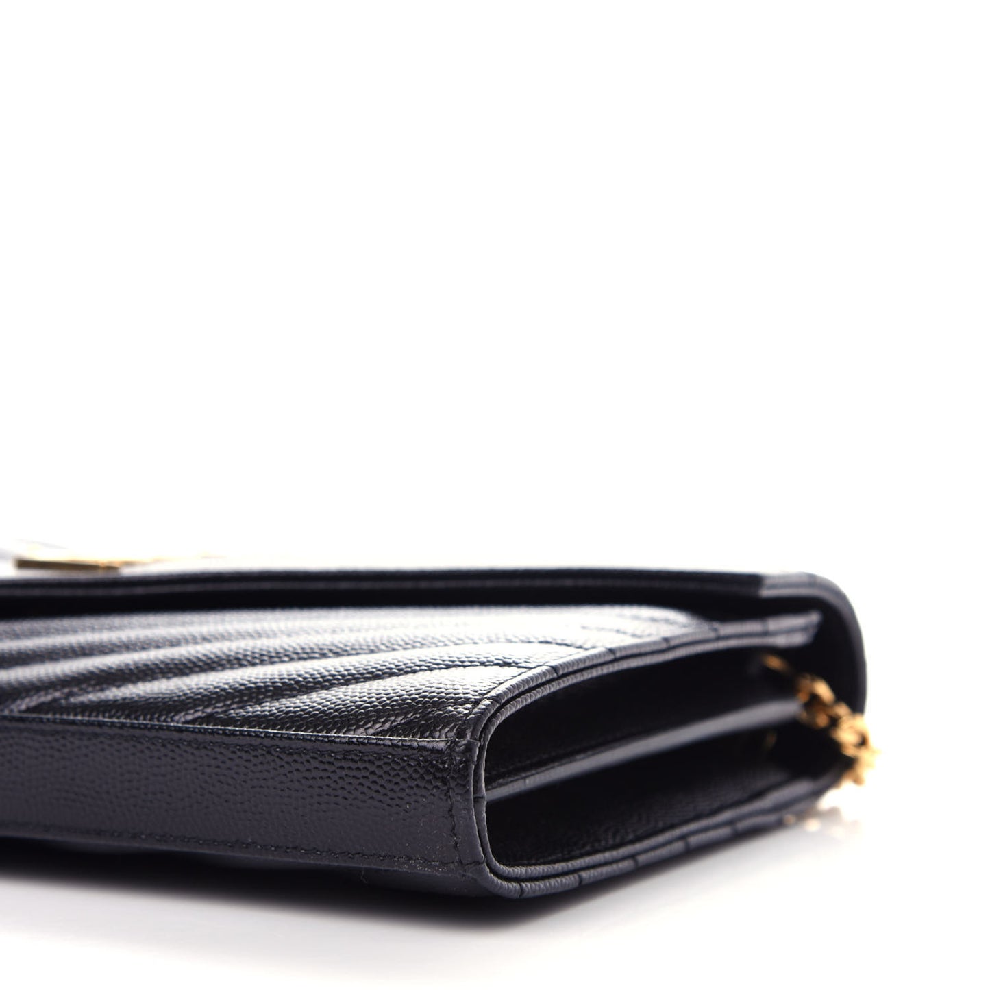 Grain De Poudre Matelasse Chevron Monogram Chain Wallet Black
