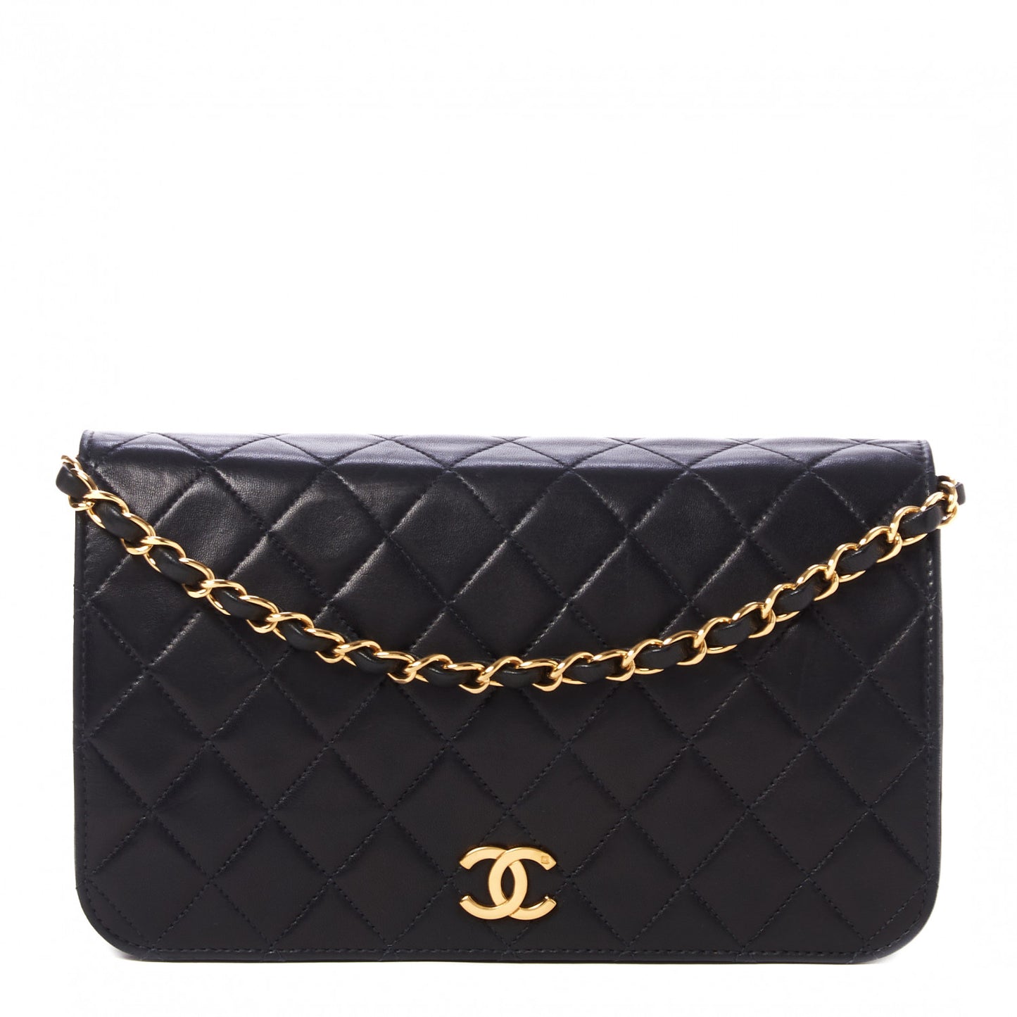 Lambskin Quilted Small Single Flap Black