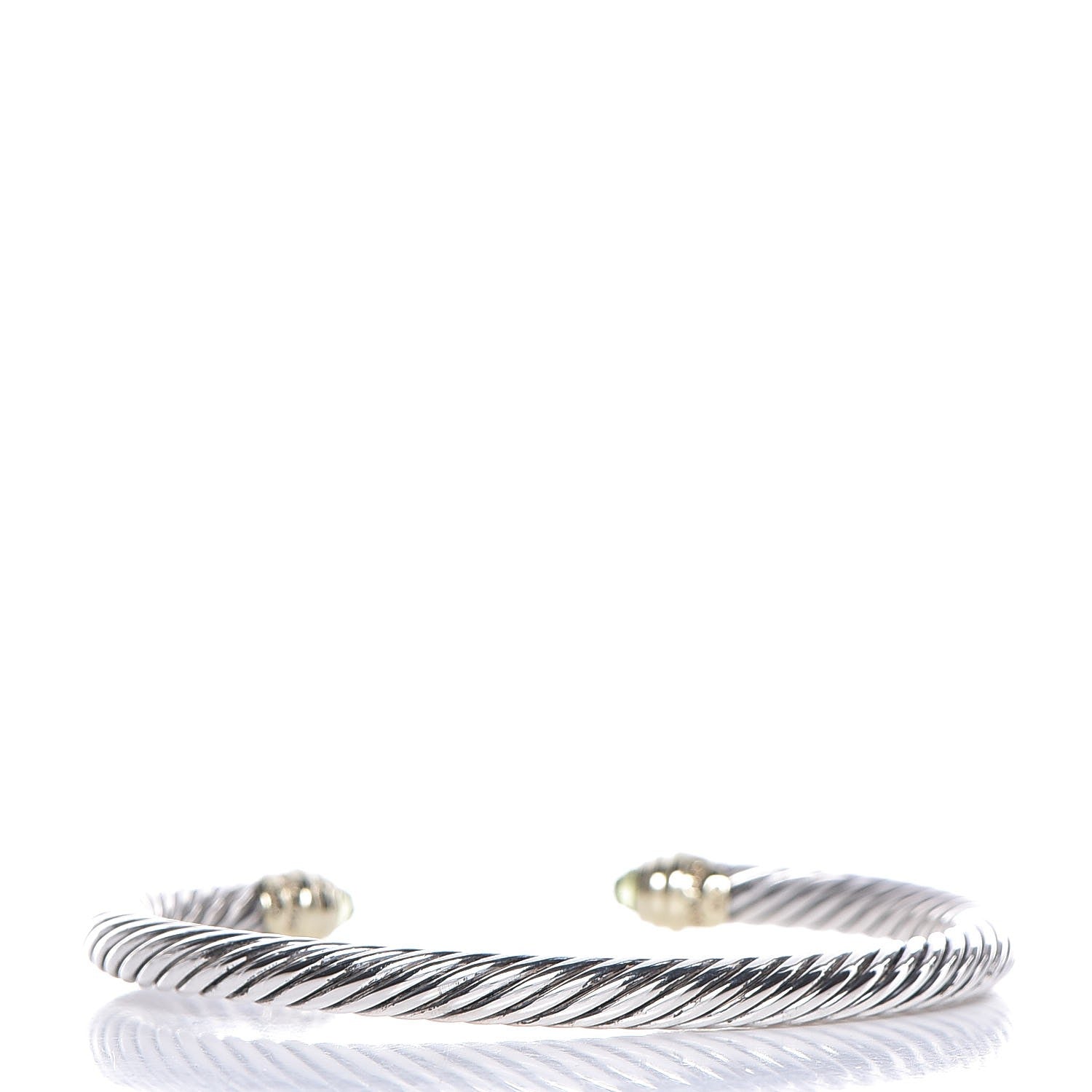 David Yurman Sterling Silver 14K Yellow Gold Peridot 5mm Cable Classics Petite Color Bracelet 3 of 5