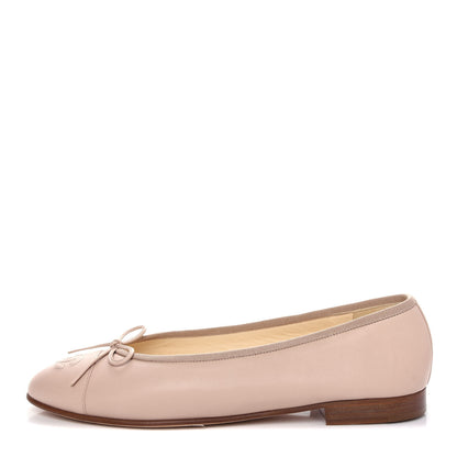 Chanel Lambskin Cap Toe CC Ballerina Flats 39.5 Beige 1 of 10