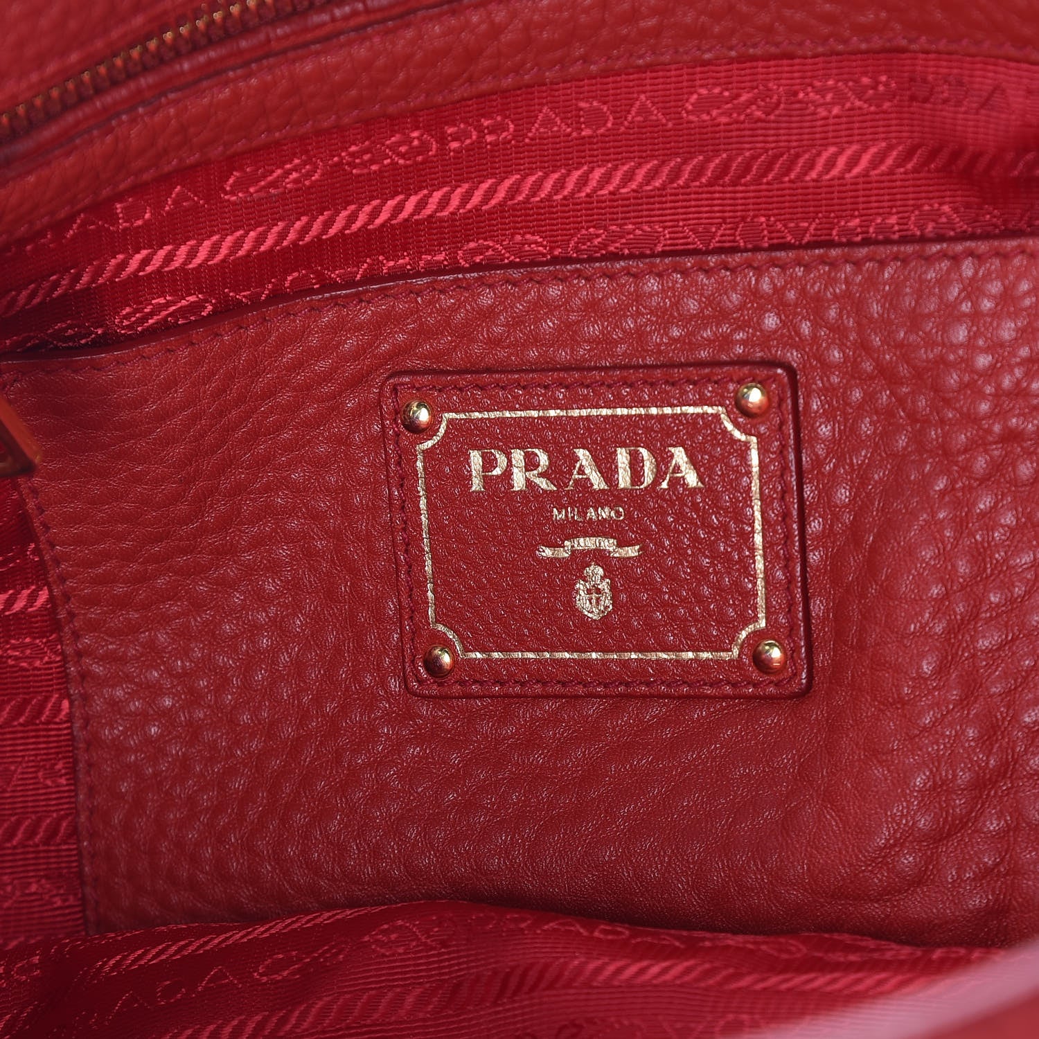 Prada Vitello Daino Side Pocket Tote Rosso 6 of 9