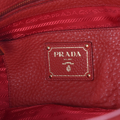 Prada Vitello Daino Side Pocket Tote Rosso 6 of 9