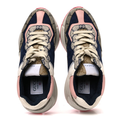 Gucci GG Supreme Monogram Mix Monogram Womens Rhyton Sneakers 35.5 London Blue Beige Pale Pink 2 of 11