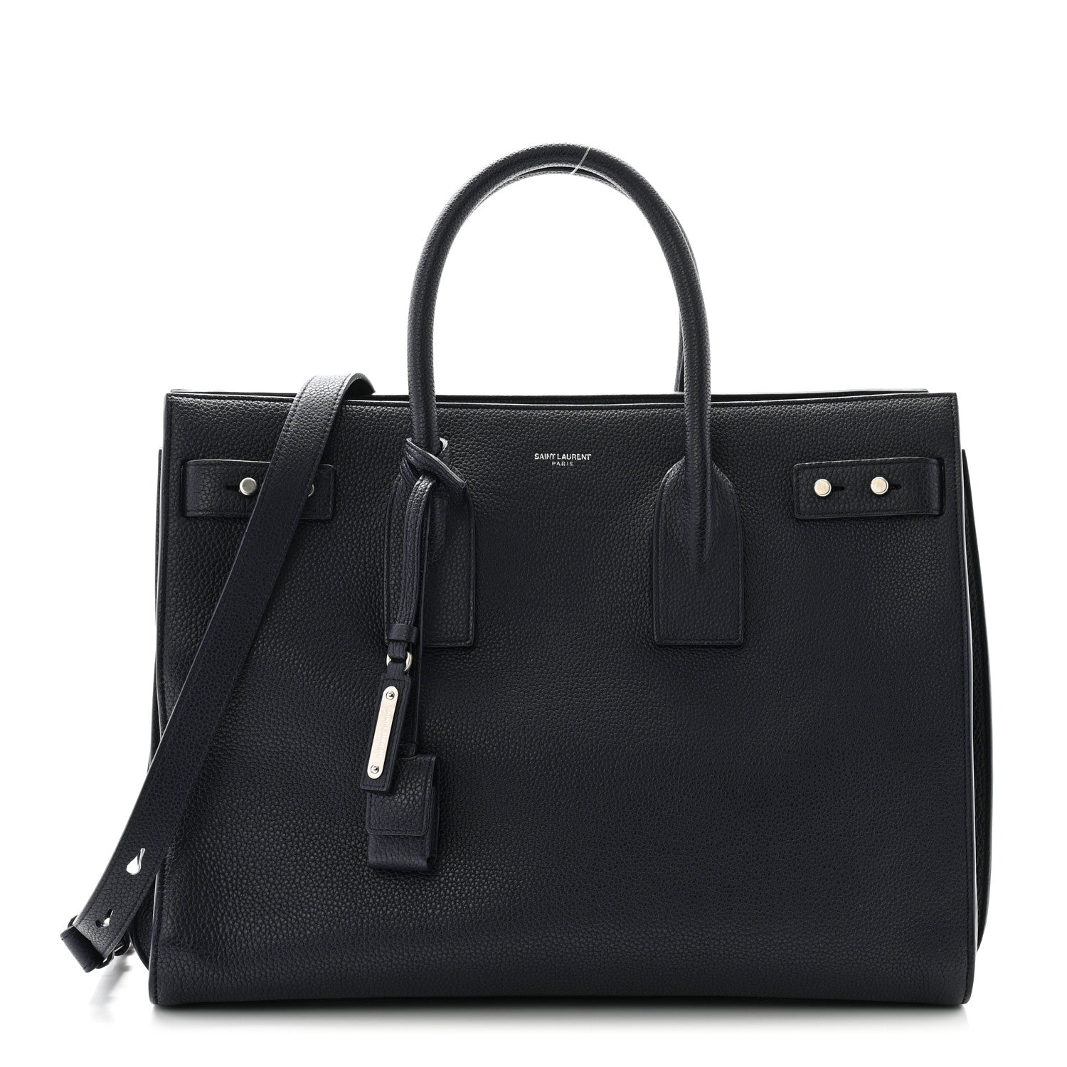 Saint Laurent Grained Calfskin Medium Souple Sac De Jour Navy 1 of 11