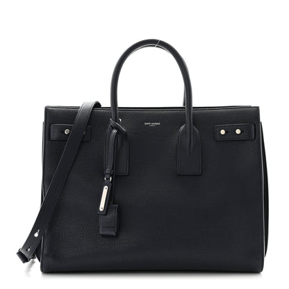 Saint Laurent Grained Calfskin Medium Souple Sac De Jour Navy 1 of 11