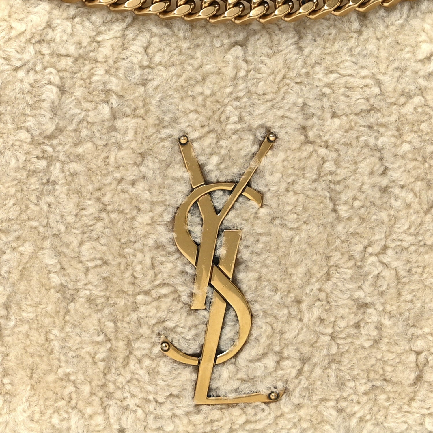 Saint Laurent Shearling Small Monogram Kate Satchel Beige 11 of 16